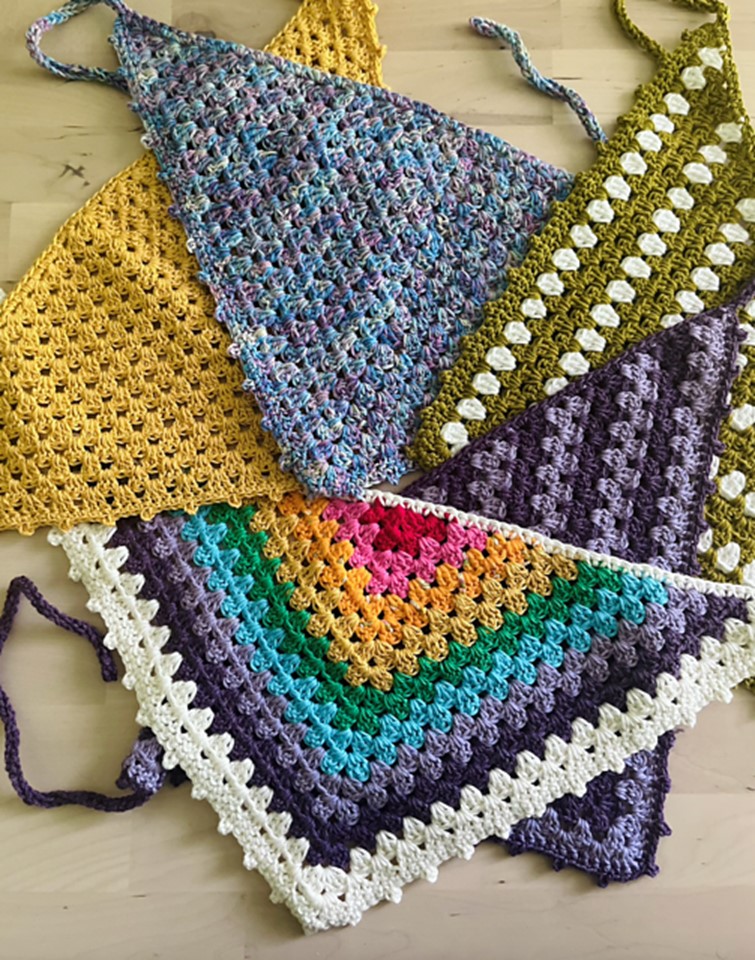 Assortment of crochet granny stitch bandana by  Em Rose