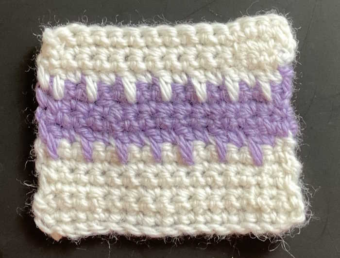 Crochet half double crochet spike stitch swatch