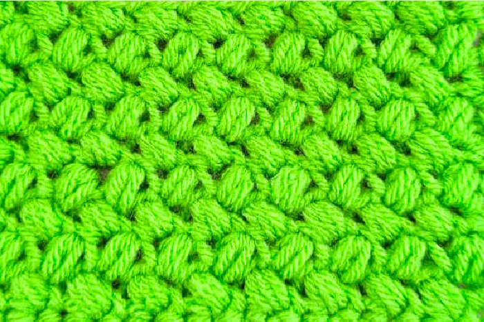 Array of crochet swatches showing stitch variations
