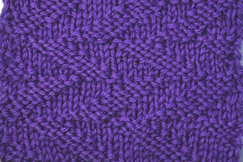 A thumbnail image of the cut diagonals worked in purple.