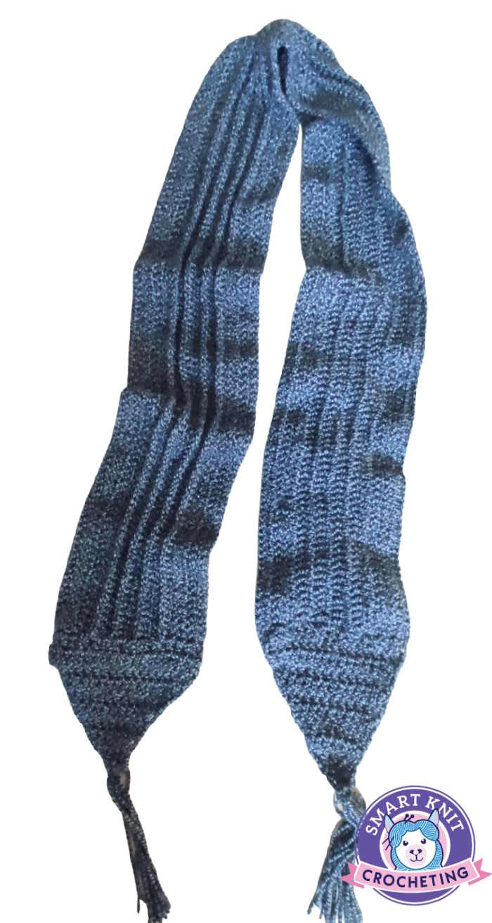 Double Crochet Scarf full length on white background Double Crochet Scarf full length on white background