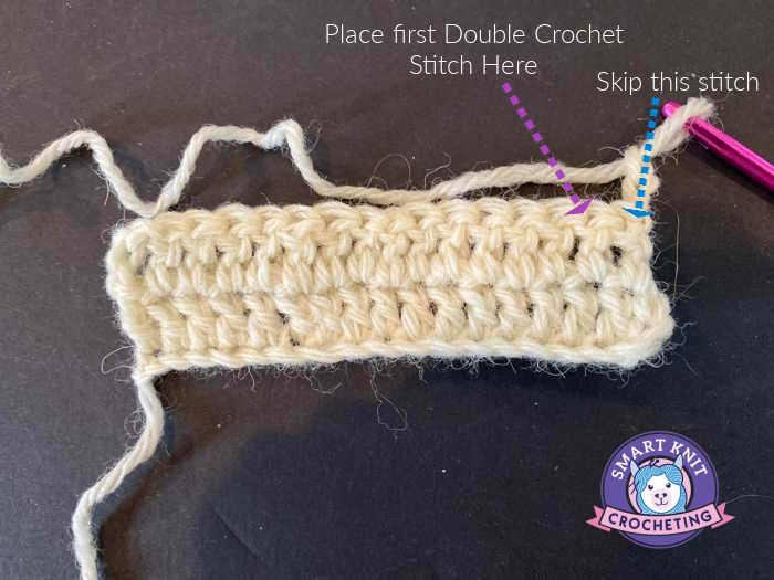 Where to place the first double crochet decrease stitch