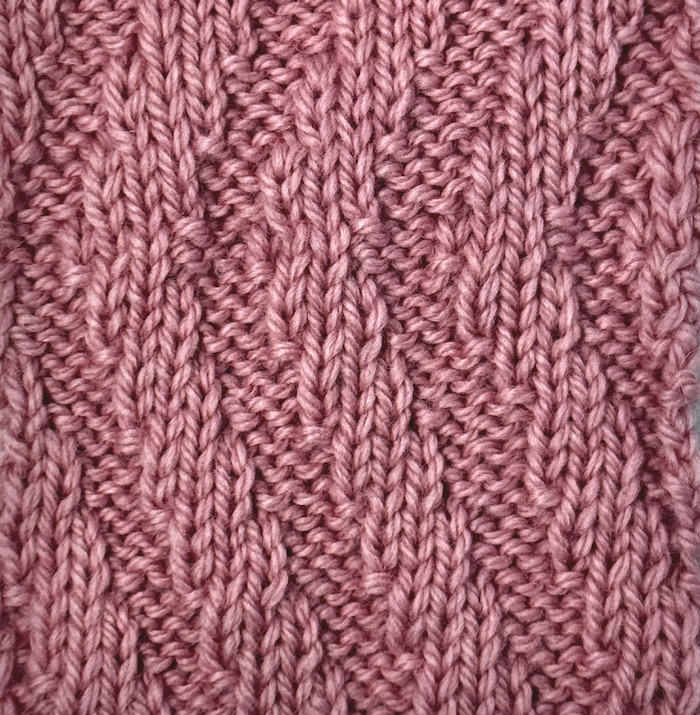 Diagonal spiral rib stitch wrong side