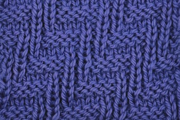 The diagonal zig zag stitch is a reversible, knit and purl stitch worked on a stitch multiple of 8 and row count of 16