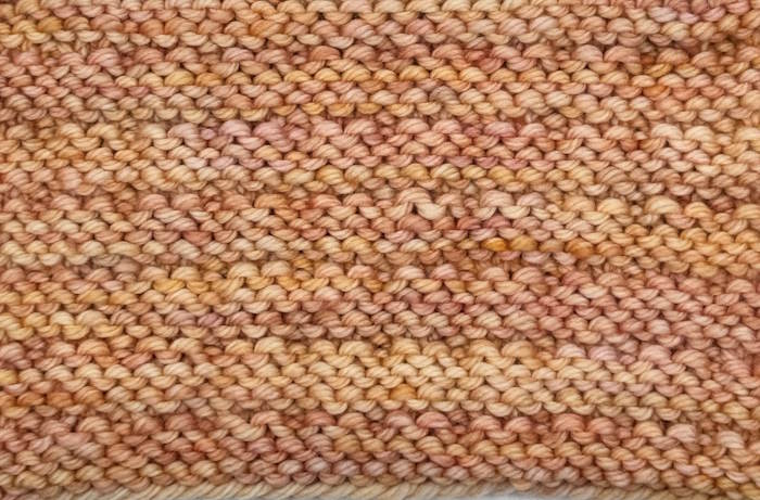 A swatch of the double andalusian knit stitch, wrong side