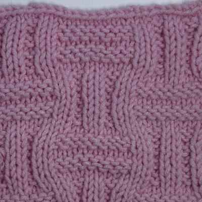 Right side showing of the double basket stitch