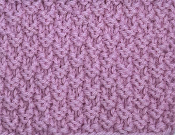Double Moss Knit Stitch:  Right Side Double moss knit stitch showing right side of fabric