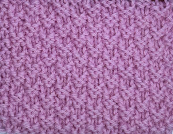 Double Moss Knit Stitch:  Wrong Side Double Moss Knit Stitch:  Wrong Side