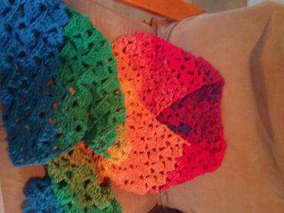 Drunken Granny Stitch variegated scarf 