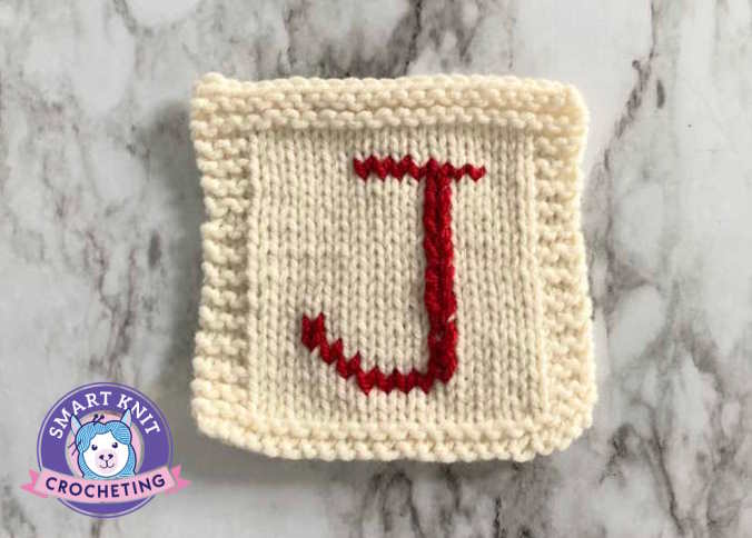 An example of the use of duplicate stitch making the letter J