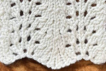 A small swatch of the feathers and fans knit stitch A small swatch of the feathers and fans knit stitch