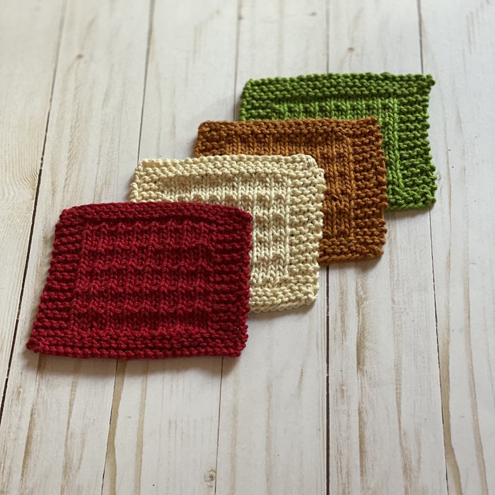 Four small coasters worked in fall colors