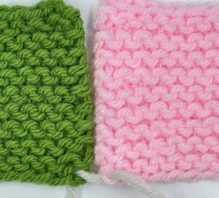 Joining yarn to create a mattress stitch in garter Joining yarn to create a mattress stitch in garter