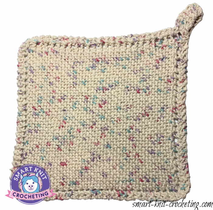 Simple garter stitch washcloth knit on the diagonal