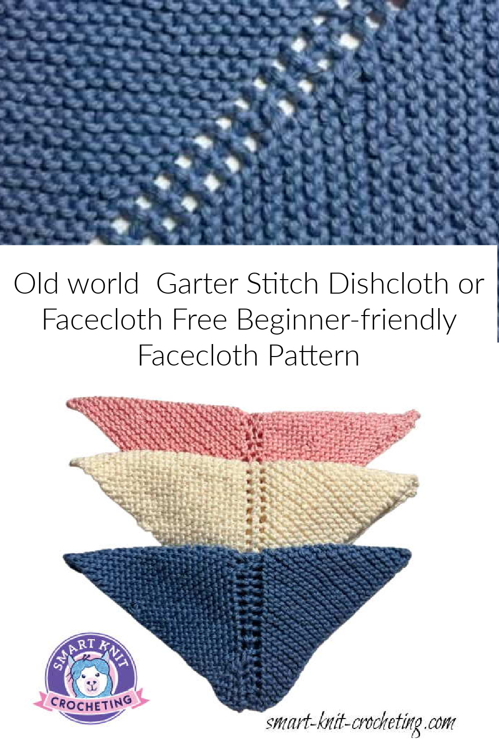 Garter stitch diagonal knit washcloth