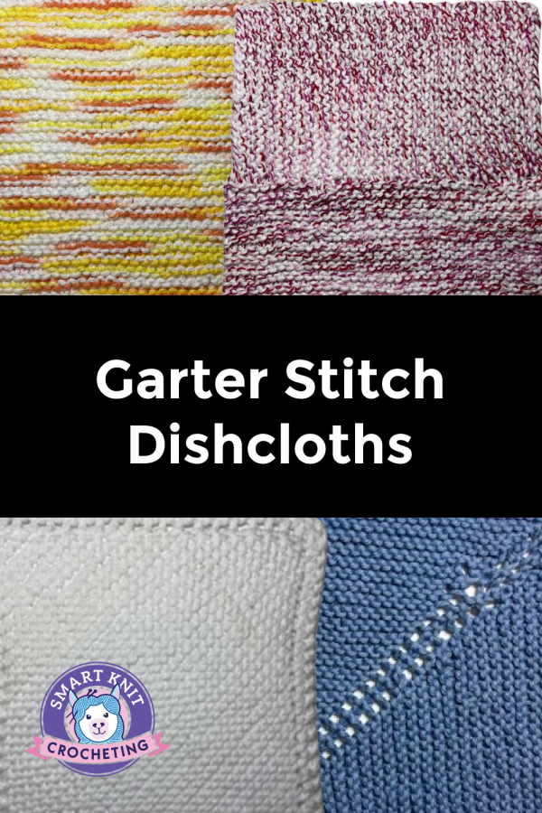 garter stitch dishcloths, 5 different free beginner friendly patterns