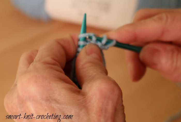 The garter stitch, step 3 Step by step instructions for making the garter stitch.  Step 3