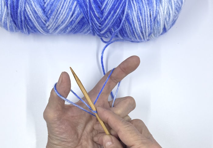 German twisted cast on step 3 German twisted cast on step 3