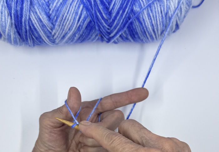 German twisted cast on step 5 German twisted cast on step 5