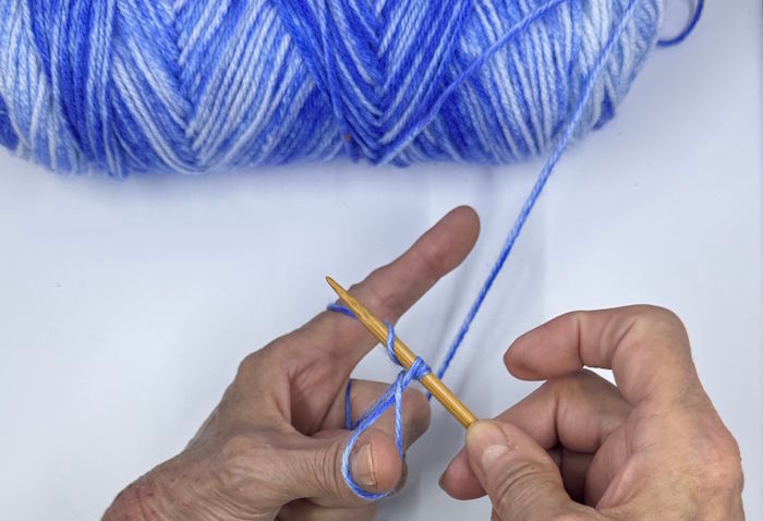 German twisted cast on step 6 German twisted cast on step 6