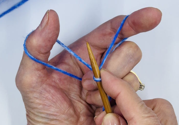 Hand position for the German Twisted Cast On Method Hand position for the German Twisted Cast On Method