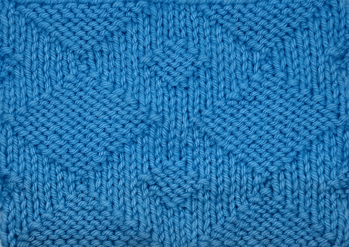 Swatch of the Giant Diamond Knit Stitch worked in blue