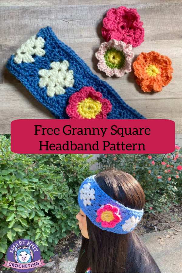Free granny square headband pattern with optional flower