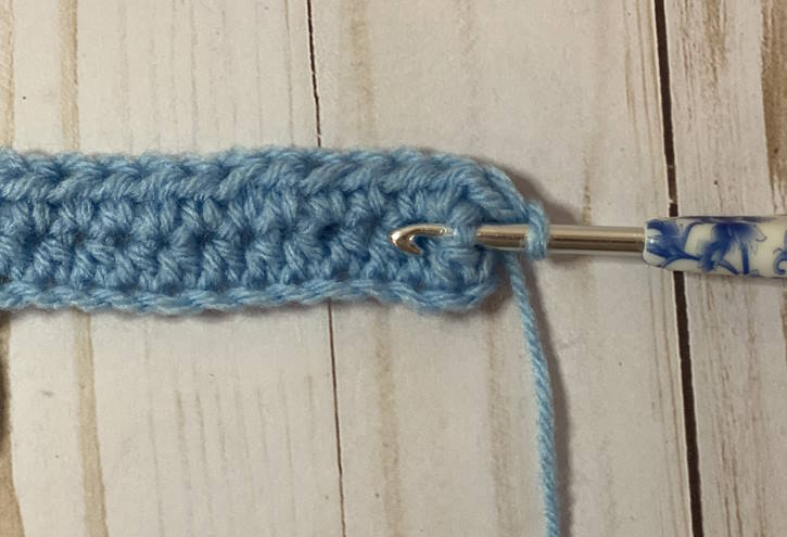 Half double crochet post stitch:  Where to insert the hook.