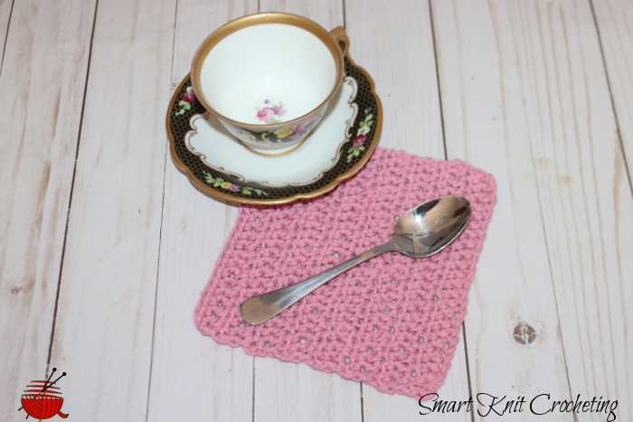 Pink dishcloth with teacup
