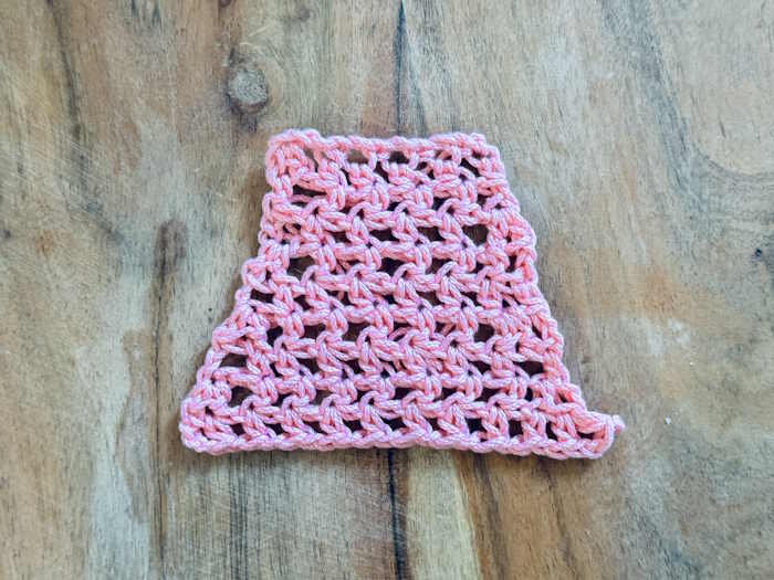 Half double crochet mess stitch showing increases