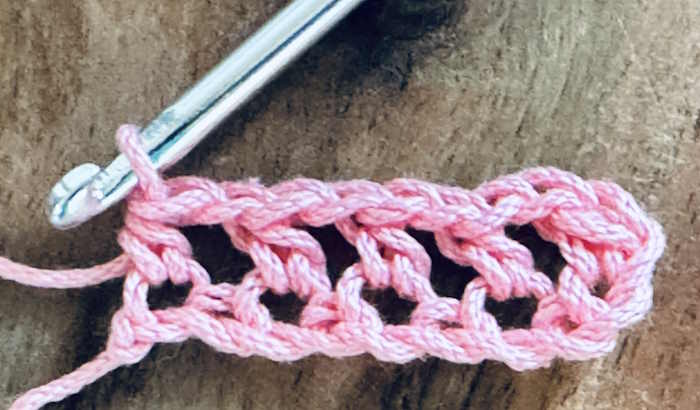 Half double crochet mess stitch one row worked