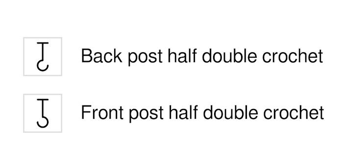 Crochet symbols for the front and back post stitches Crochet symbols for the front and back post stitches