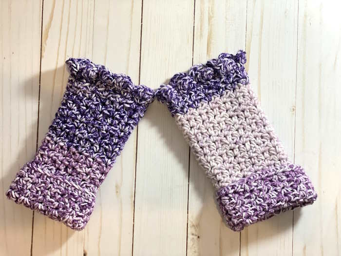 Half double crochet v stitch lying on a surface