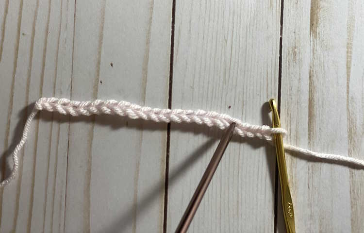 Half double crochet v stitch:  step 2