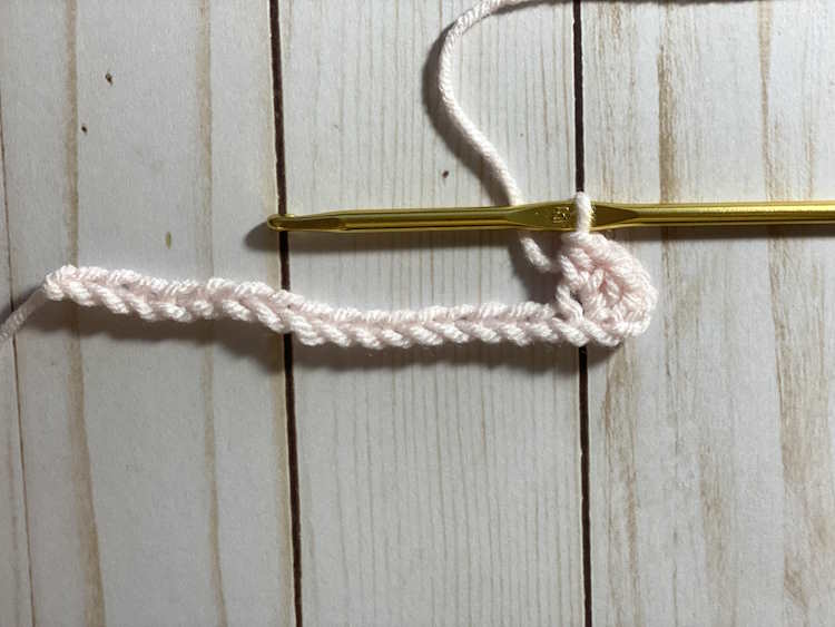 Half double crochet v stitch:  step 3