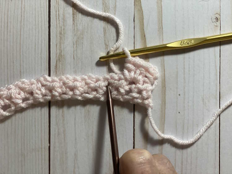 Half double crochet v stitch step 5