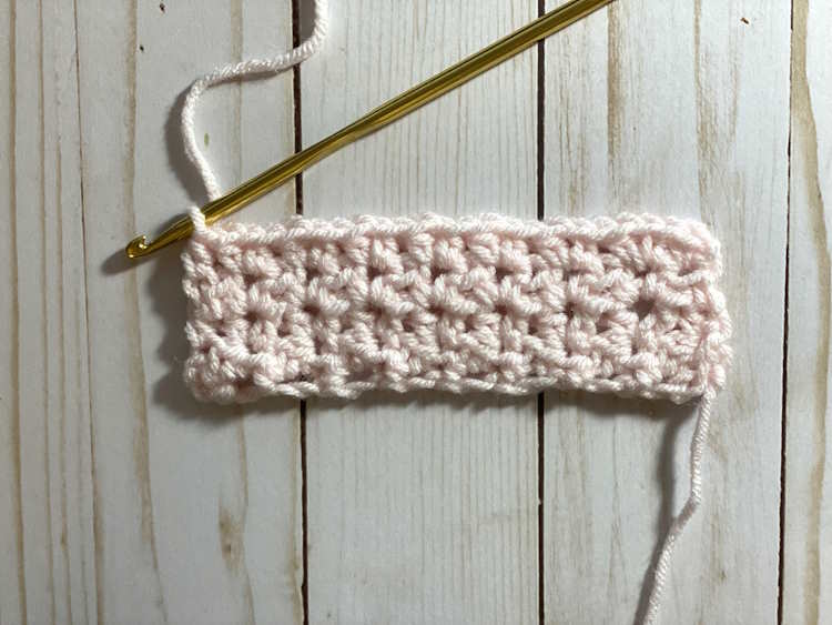 Half double crochet v stitch, step 6