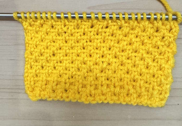 Right side showing of the half linen knit stitch Right side showing of the half linen knit stitch