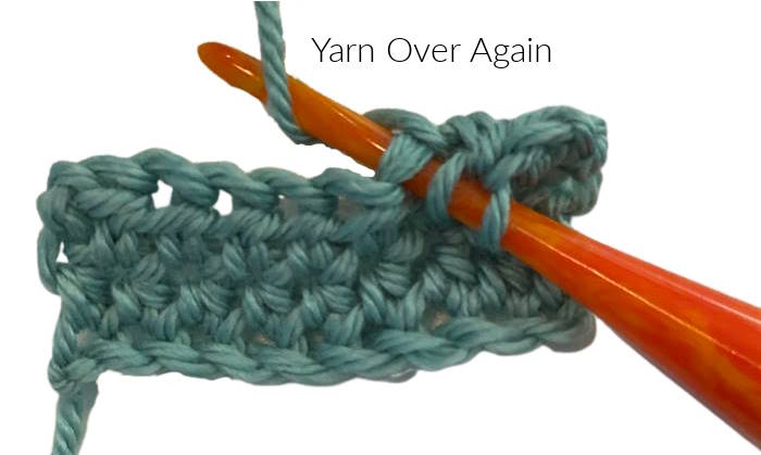 Step 3:  Make the Half Double Crochet.  Yarn over again.