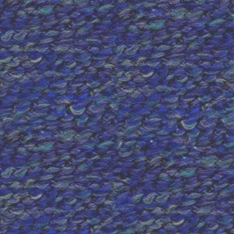 Garter stitch worked in dark blue yarn