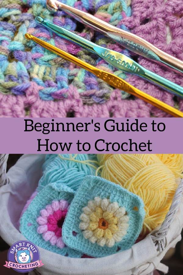 Beginner's guide to how to crochet, pin image