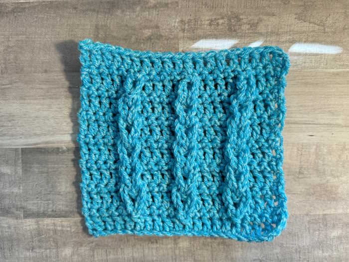 A swatch of the Jacob's Ladder Crochet Stitch A swatch of the Jacob's Ladder Crochet Stitch