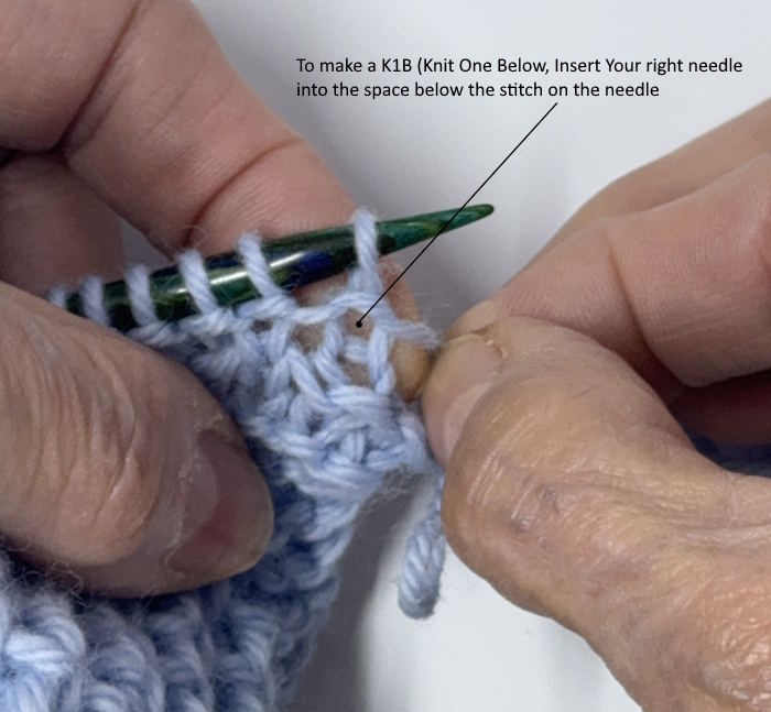 Four step tutorial on how to knit one below.  This photo represents step one.