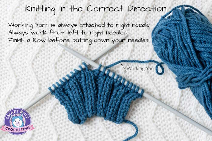 Mistake:  Knitting in the Wrong Direction Avoid mistakes by knitting in the right direction