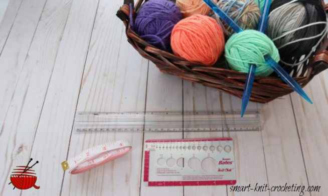 Yarn, needles, and measuring devices