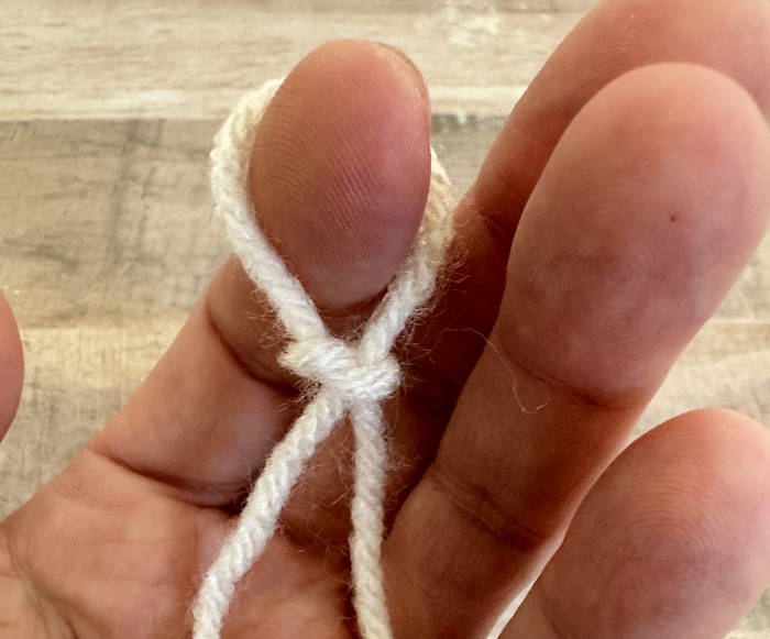 Step one of the long-tail cast on, make a slip knot