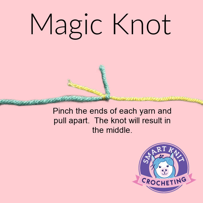 Pull the ends of the yarn apart to create the magic knot