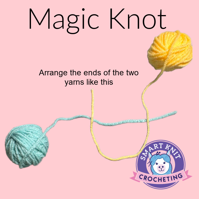 Step two of how to make the magic knot 