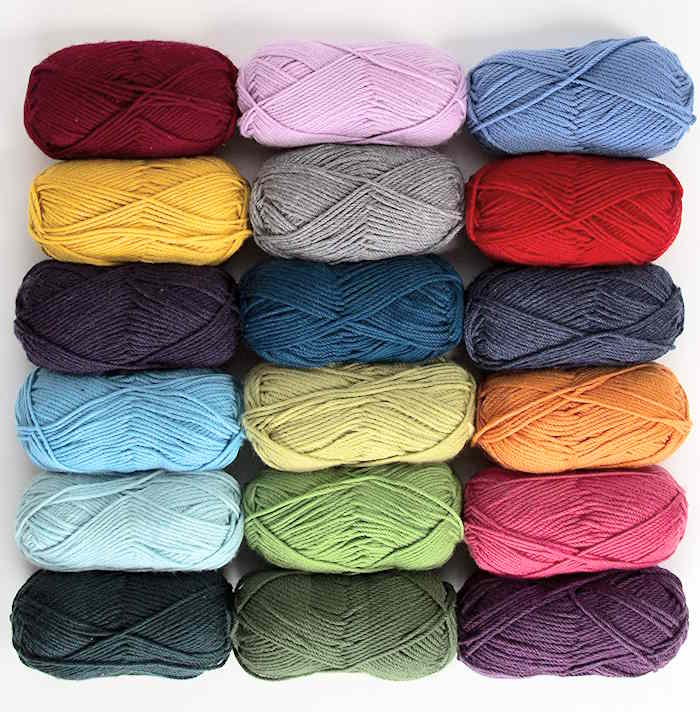 An assortment of merino wool superwash yarn An assortment of merino wool superwash yarn