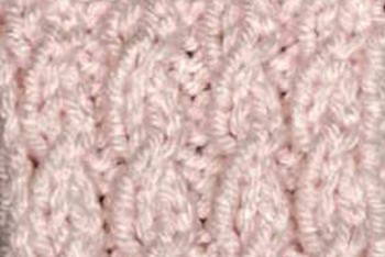 A thumbnail picture of the mock cable knit stitch worked in pink.